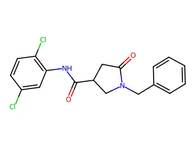 1-benzyl-N-(2,5-dichlorophenyl)-5-oxopyrrolidine-3-carboxamide structure