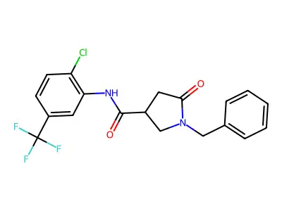 1-benzyl-N-[2-chloro-5-(trifluoromethyl)phenyl]-5-oxopyrrolidine-3-carboxamide structure