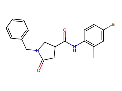 1-benzyl-N-(4-bromo-2-methylphenyl)-5-oxopyrrolidine-3-carboxamide structure