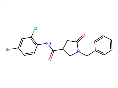 1-benzyl-N-(4-bromo-2-chlorophenyl)-5-oxopyrrolidine-3-carboxamide structure