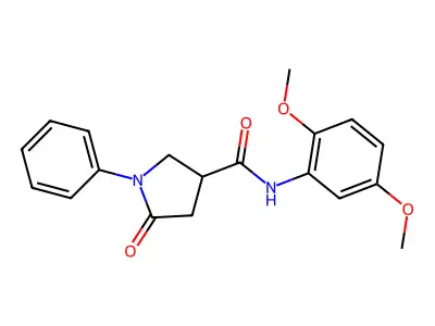 N-(2,5-dimethoxyphenyl)-5-oxo-1-phenylpyrrolidine-3-carboxamide structure