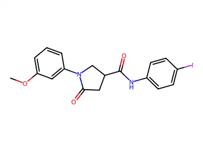 N-(4-iodophenyl)-1-(3-methoxyphenyl)-5-oxopyrrolidine-3-carboxamide structure