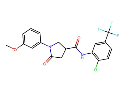 N-[2-chloro-5-(trifluoromethyl)phenyl]-1-(3-methoxyphenyl)-5-oxopyrrolidine-3-carboxamide structure
