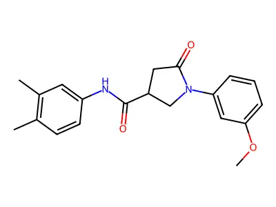 N-(3,4-dimethylphenyl)-1-(3-methoxyphenyl)-5-oxopyrrolidine-3-carboxamide structure