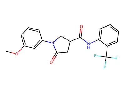 1-(3-methoxyphenyl)-5-oxo-N-[2-(trifluoromethyl)phenyl]pyrrolidine-3-carboxamide structure