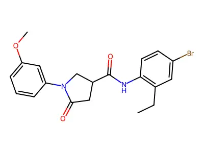 N-(4-bromo-2-ethylphenyl)-1-(3-methoxyphenyl)-5-oxopyrrolidine-3-carboxamide structure