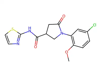 1-(5-chloro-2-methoxyphenyl)-5-oxo-N-(1,3-thiazol-2-yl)pyrrolidine-3-carboxamide structure