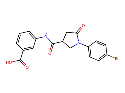 3-[[1-(4-Bromophenyl)-5-oxopyrrolidine-3-carbonyl]amino]benzoic acid structure
