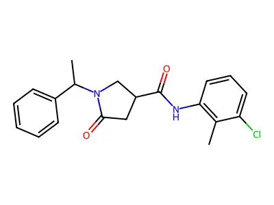 N-(3-chloro-2-methylphenyl)-5-oxo-1-(1-phenylethyl)pyrrolidine-3-carboxamide structure