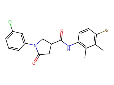 N-(4-bromo-2,3-dimethylphenyl)-1-(3-chlorophenyl)-5-oxopyrrolidine-3-carboxamide structure