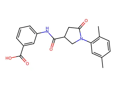 3-[[1-(2,5-Dimethylphenyl)-5-oxopyrrolidine-3-carbonyl]amino]benzoic acid structure