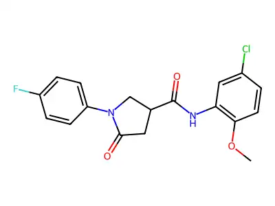 N-(5-chloro-2-methoxyphenyl)-1-(4-fluorophenyl)-5-oxopyrrolidine-3-carboxamide structure