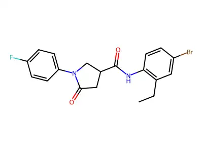 N-(4-bromo-2-ethylphenyl)-1-(4-fluorophenyl)-5-oxopyrrolidine-3-carboxamide structure