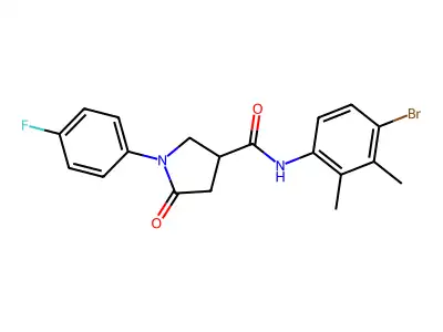 N-(4-bromo-2,3-dimethylphenyl)-1-(4-fluorophenyl)-5-oxo-3-pyrrolidinecarboxamide structure