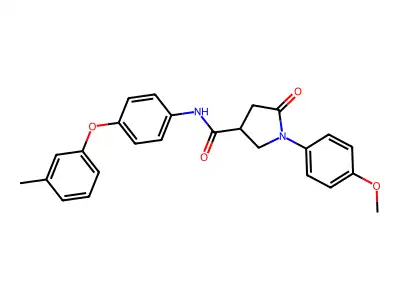 1-(4-methoxyphenyl)-N-[4-(3-methylphenoxy)phenyl]-5-oxopyrrolidine-3-carboxamide structure