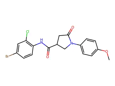 N-(4-bromo-2-chlorophenyl)-1-(4-methoxyphenyl)-5-oxopyrrolidine-3-carboxamide structure