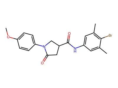 N-(4-bromo-3,5-dimethylphenyl)-1-(4-methoxyphenyl)-5-oxopyrrolidine-3-carboxamide structure