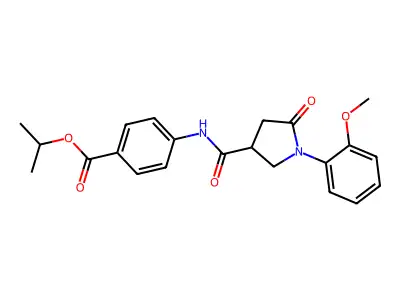 Isopropyl 4-({[1-(2-methoxyphenyl)-5-oxo-3-pyrrolidinyl]carbonyl}amino)benzoate structure