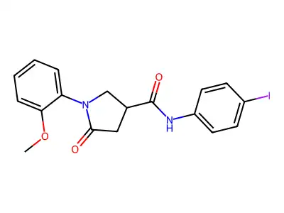 N-(4-iodophenyl)-1-(2-methoxyphenyl)-5-oxopyrrolidine-3-carboxamide structure