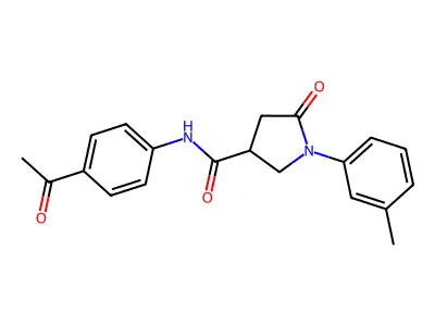 N-(4-acetylphenyl)-1-(3-methylphenyl)-5-oxopyrrolidine-3-carboxamide structure