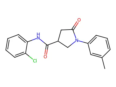 N-(2-chlorophenyl)-1-(3-methylphenyl)-5-oxopyrrolidine-3-carboxamide structure