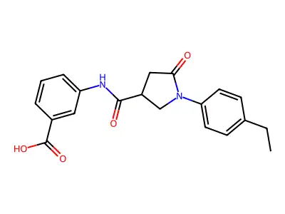 3-({[1-(4-Ethylphenyl)-5-oxopyrrolidin-3-yl]carbonyl}amino)benzoic acid structure