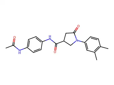 N-(4-acetamidophenyl)-1-(3,4-dimethylphenyl)-5-oxopyrrolidine-3-carboxamide structure