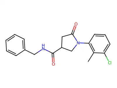 N-benzyl-1-(3-chloro-2-methylphenyl)-5-oxopyrrolidine-3-carboxamide structure