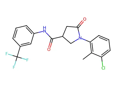 1-(3-chloro-2-methylphenyl)-5-oxo-N-[3-(trifluoromethyl)phenyl]pyrrolidine-3-carboxamide structure