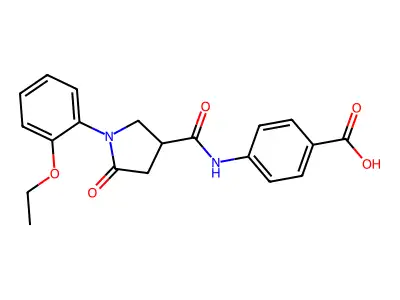 4-({[1-(2-Ethoxyphenyl)-5-oxo-3-pyrrolidinyl]carbonyl}amino)benzoic acid structure