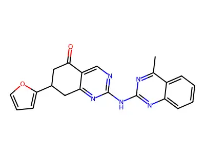 7-(2-furyl)-2-[(4-methylquinazolin-2-yl)amino]-7,8-dihydroquinazolin-5(6H)-one structure