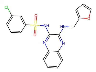 3-chloro-N-(3-((furan-2-ylmethyl)amino)quinoxalin-2-yl)benzenesulfonamide structure