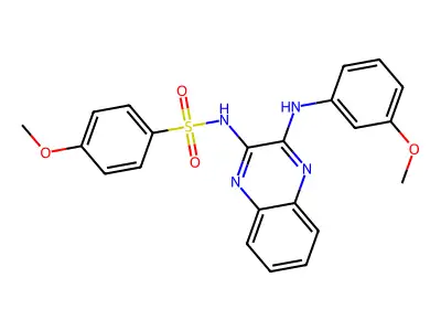 4-methoxy-N-[3-(3-methoxyanilino)quinoxalin-2-yl]benzenesulfonamide structure