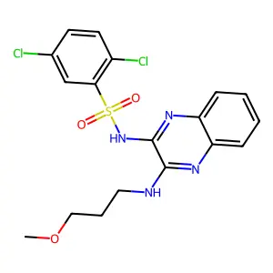 2,5-dichloro-N-(3-((3-methoxypropyl)amino)quinoxalin-2-yl)benzenesulfonamide structure