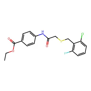 Ethyl 4-({[(2-chloro-6-fluorobenzyl)sulfanyl]acetyl}amino)benzoate structure