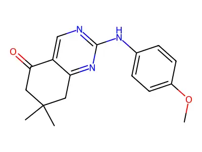 2-[(4-methoxyphenyl)amino]-7,7-dimethyl-7,8-dihydroquinazolin-5(6H)-one structure