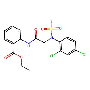 ethyl 2-{[N-(2,4-dichlorophenyl)-N-(methylsulfonyl)glycyl]amino}benzoate structure