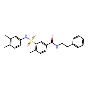 3-[(3,4-dimethylphenyl)sulfamoyl]-4-methyl-N-(2-phenylethyl)benzamide structure