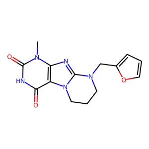 9-(furan-2-ylmethyl)-1-methyl-7,8-dihydro-6H-purino[7,8-a]pyrimidine-2,4-dione structure