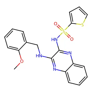 N-(3-((2-methoxybenzyl)amino)quinoxalin-2-yl)thiophene-2-sulfonamide structure