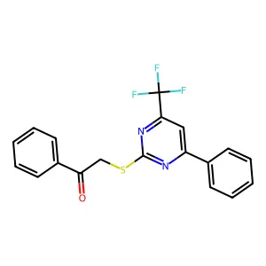 1-Phenyl-2-{[4-phenyl-6-(trifluoromethyl)pyrimidin-2-yl]sulfanyl}ethan-1-one structure
