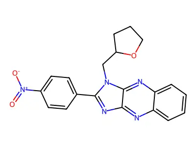2-(4-nitrophenyl)-1-((tetrahydrofuran-2-yl)methyl)-1H-imidazo[4,5-b]quinoxaline structure