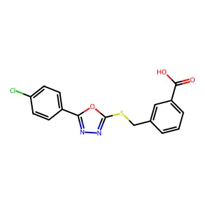 3-[[5-(4-chlorophenyl)-1,3,4-oxadiazol-2-yl]sulfanylmethyl]benzoic Acid structure