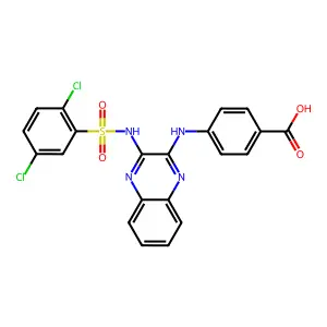 4-((3-(2,5-dichlorophenylsulfonamido)quinoxalin-2-yl)amino)benzoic acid structure