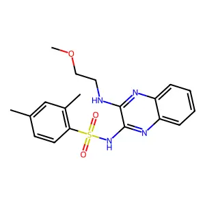 N-[3-(2-methoxyethylamino)quinoxalin-2-yl]-2,4-dimethylbenzenesulfonamide structure