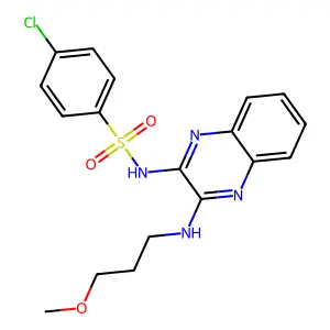 4-chloro-N-(3-((3-methoxypropyl)amino)quinoxalin-2-yl)benzenesulfonamide structure
