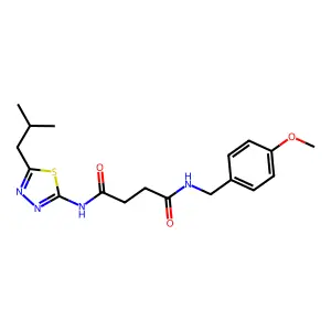 N-[(4-methoxyphenyl)methyl]-N'-[5-(2-methylpropyl)-1,3,4-thiadiazol-2-yl]butanediamide structure