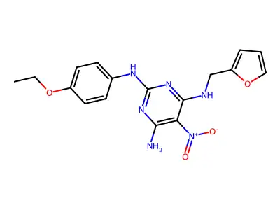 {6-Amino-2-[(4-ethoxyphenyl)amino]-5-nitropyrimidin-4-yl}(2-furylmethyl)amine structure