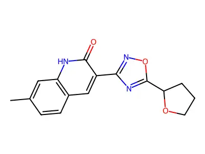 7-Methyl-3-(5-(tetrahydrofuran-2-yl)-1,2,4-oxadiazol-3-yl)quinolin-2-ol structure