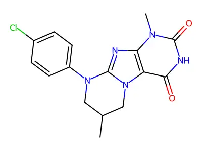 9-(4-chlorophenyl)-1,7-dimethyl-7,8-dihydro-6H-purino[7,8-a]pyrimidine-2,4-dione structure